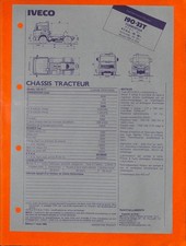 IVECO GRANDS ROUTIERS / 190-33 T TURBOSTAR / CHASSIS TRACTEUR / FICHE de 1986