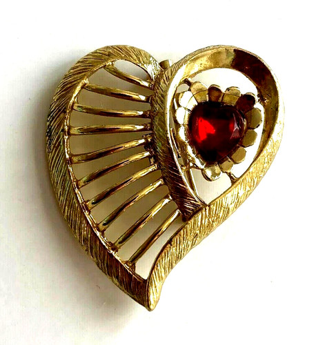 Broche vintage coeur doré - broche,