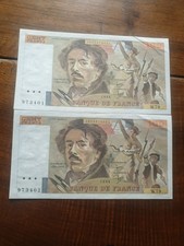 Rare 2 Billets 100 Francs Numéros Suivis Neufs