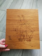 Plaque en bois décorée d'un galion, voilier, bateau