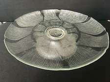 PLAT À GÂTEAU TARTRE PRÉSENTOIR SUR PIED EN VERRE TEXTURÉ VINTAGE 