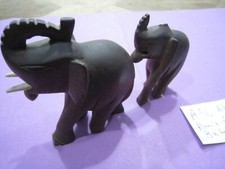 éléphant + éléphanto en bois d'ébène origine Afrique Taille 10 et 8cm _N°A50