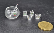 Service  en verre vintage maison de poupée ou vitrine miniature /Doll House