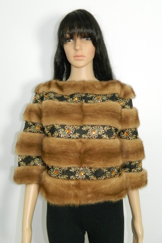 Brown mink fur bolero jacket - mink,