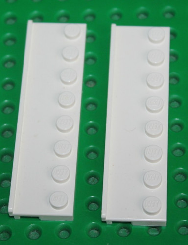 Lego white plate 2x8 - white,
