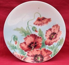 French Art Nouveau Decorative Faience Plate Red Poppy St Amand 1900