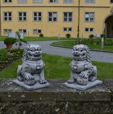Chin. Lions gardiens lot de 2 chiens Shishi Fu H.38 cm 24 kg béton résistant ...