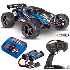 Traxxas E-Revo 1/16 4x4 Bleu Rtr + 4A Chargeur + 2 x 2200 Lipo Akku Jeu Combo