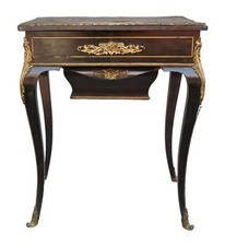 Travailleuse Napoléon III en bois noirci marqueterie Boulle