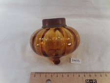 ancien réservoir ou toupie en verre ocre de lampe à pétrole Ø 9,2 cm (DH33)
