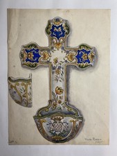 Rare Planche Aquarelle