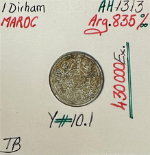 MAROC - 1 DIRHAM - (AH 1313) - Pièce de Monnaie en Argent // TB
