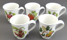 SET 5 Portmeirion Pomona English Beaker Coffee Tea Cups Mugs Orange Stamp