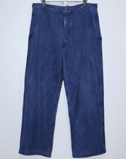 French Mailman Postman Blue Metis Cotton Buckle Back Work Pants Dated 1951 W38