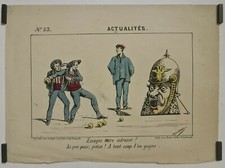 Morsabeaud Actualités Circa 1870 Estampe en couleur Politique Caricature