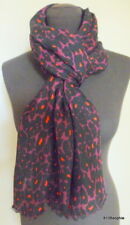 Gerard DAREL Echarpe Etole chèche Modal et Laine imprimé leopard noir violet