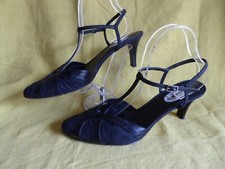 COSMO PARIS Escarpins CUIR et toile noir Talon ouvert T 41 Parfait état