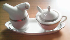 Porcelaine "VICTORIA CHINA" - Tchecoslovaquie - ensemble sel, poivre, moutarde 