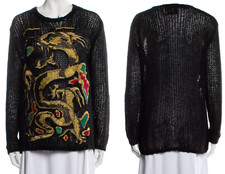 VALENTINO Tricot Pull Mohair Dragon Sweater Cardigan M