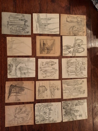 Lot dessin ancien - dessin, fond
