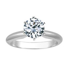 2/3 Carat Round Cut Lab Diamond Solitaire Engagement Ring 14K White Gold 6 Prong