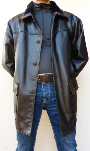 Veste gabardine parka - en, cuir