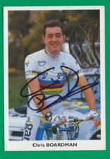 CYCLISME carte cycliste CHRIS BOARDMAN Champion du Monde équipe  GAN 1995 Signée