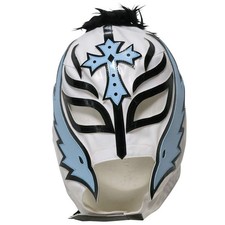 Masque semi-pro géant Rey Mysterio Little fourrure ouverture dos blanc sax bl...