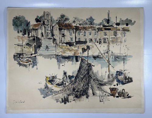 Aquarelle port pêche - aquarelle,