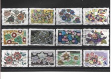 Serie complète 12 timbres 2025 Fleurs brodées oblitérés