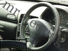 Couvre Volant En Cuir De Haute Qualité Pour PEUGEOT 106 91-04 Avec Couture Verte