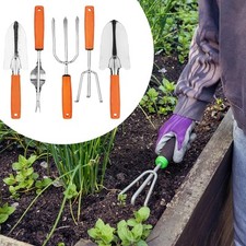 Lot de 5 mini-pelles et fourches de jardinage en acier inoxydable pour