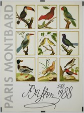 Paris Montbard les oiseaux de Buffon 1988 Affiche Originale Oiseau