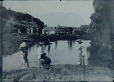 PLAQUE PHOTO VERRE 18 x 13 CM , NEGATIF , BORD DE MER , PÊCHE