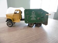 Ancien jouet camion en tôle mécanique France Jouet  service enlèvement  ordures