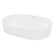 Lavabo vasque en céramique blanc à poser ovale pour salle de bain 605 x 380 mm