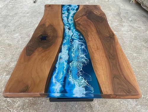 Table époxy bleue - , pour