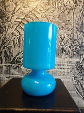 VINTAGE LAMPE IKEA-LYKTA-DESIGN 80-90-BLEU-VERRE