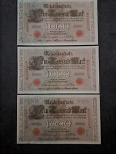 LOT 3 BILLETS N° SUIVIS 1000 MARK 21 04 1910 BERLIN SERIE T REICHSBANKNOTE
