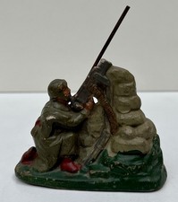 Soldat mitraillette anti aérienne - Platre & Farine 1930’s - Bon état