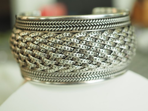 Gros bracelet manchette argent - gros,