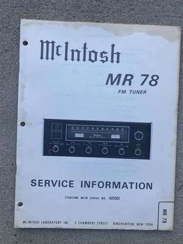 Mcintosh mr78 tuner - tuner, service
