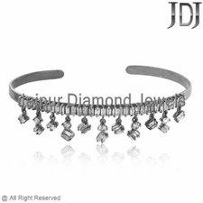 925 Argent Sterling Baguette Véritable Bracelet Diamant Vintage Style Bijoux
