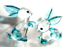 Lapin Paire Lauscha Verre