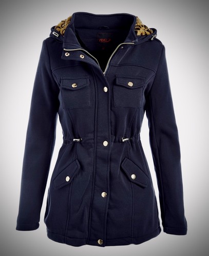 Yoki navy leopard trim anorak - yoki-,