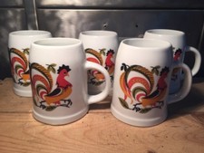 Chopes X5 Porcelaine Champs-Elysees Paris H 11 Décor Coq Vintage