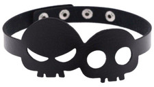 Collier ras du cou tête de mort Halloween, pendentif, bouton-pression,...