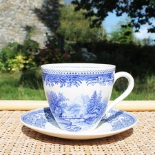 Ancienne grande tasse + soucoupe en faïence de Villeroy & Boch modèle Burgenland