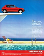 Publicité Advertising 120 1989   Peugeot 205 sacré numéro XTD *