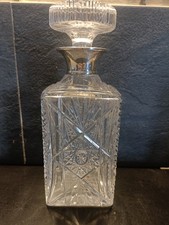CARAFE à Whisky en CRISTAL TAILLE ET ARGENT MASSIF ANGLAIS 